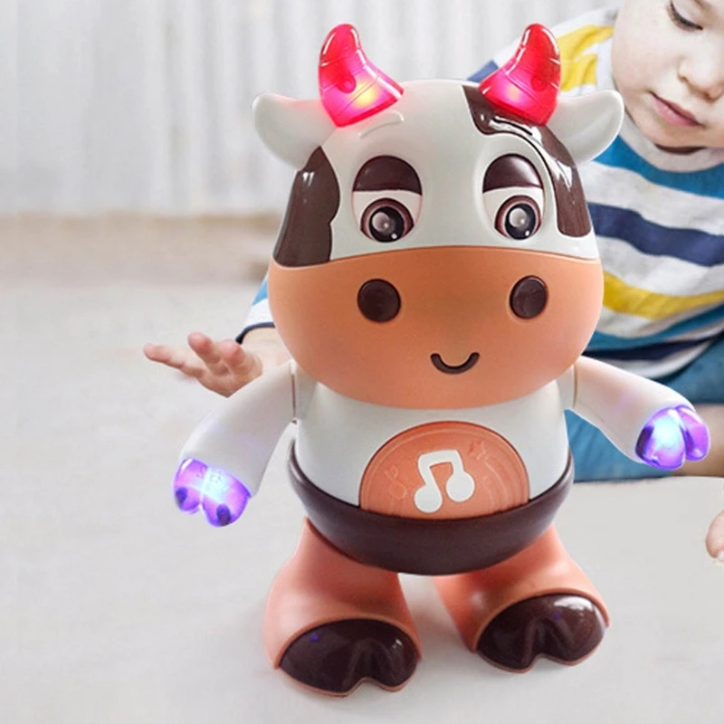 

Ходячая игрушка крупного рогатого скота для детей Танцующий Робот игрушка с мигающим светом и музыкой умная интерактивная электронная детская игрушка-робот