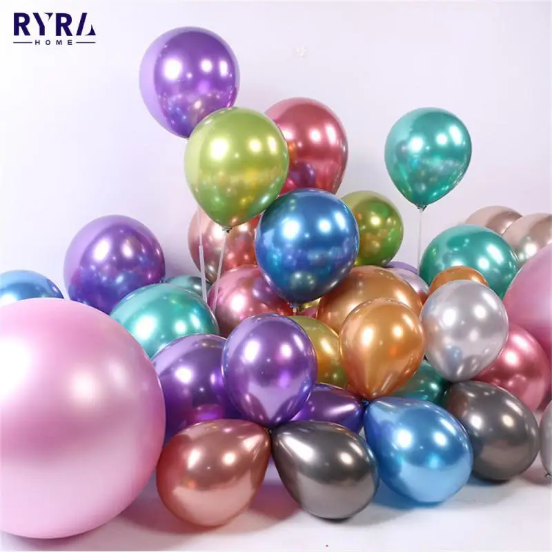 

50pcs/Set 10inch New Glossy Hot Pink Metal Pearl Latex Balloons Rose Gold Thick Chrome Metallic Inflatable Air Balls Globos New