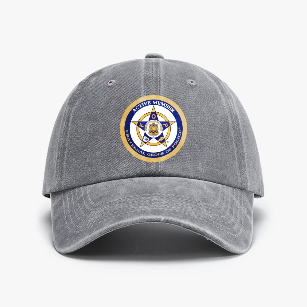 Фото Бейсболка FRATERNAL ORDER OF POLICE, летняя джинсовая кепка в стиле ретро, мягкая джинсовая кепка с эффектом потертости, модная повседневная регулируемая кепка унисекс, солнцезащитная кепка №4