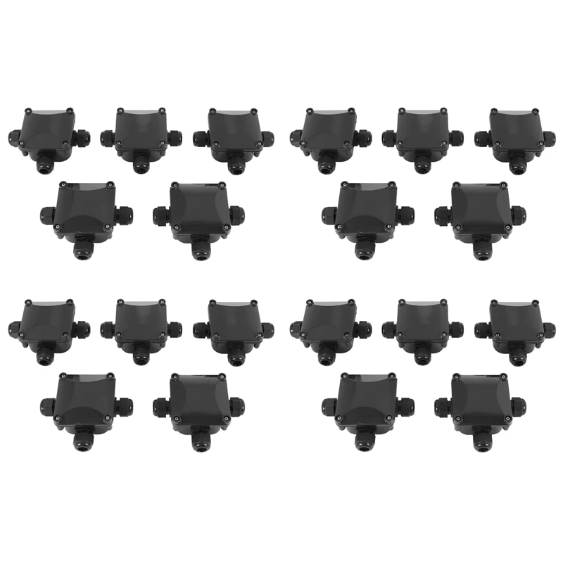 

HOT-Junction Box, 20Pcs Waterproof IP68 Cable Connector, Larger 3-Way External Electrical Junction Box (4 Pcs Screwdriver)