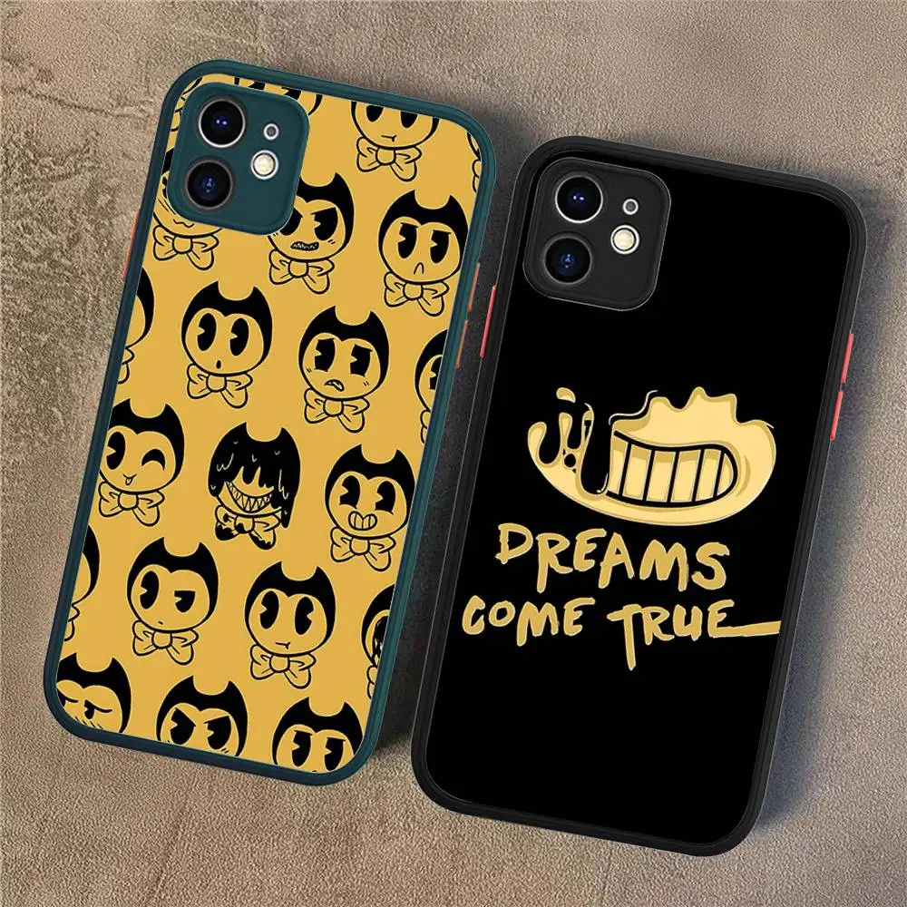 Фото Классический чехол B-Bendy And The I-Ink M-Machine для iPhone 16 15 14 Plus 13 12 11 Pro Max X XS MAX, полупрозрачный матовый, ударопрочный №1