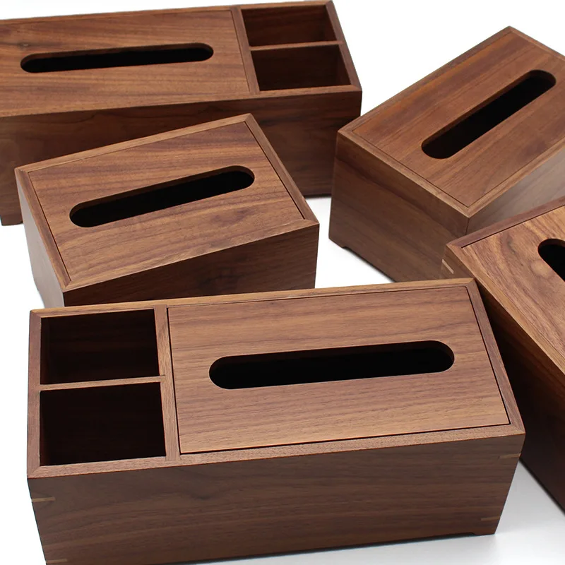 

Walnut Tissue Box with Removable Lid Luxury Wooden Paper Holder Napkins Case