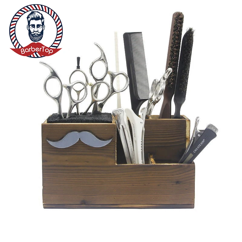 

Barber Scissor Comb Holder Hair Scissors Salon Wood Organizer Hairdressing Storage Shear Box Case Cutting Stand Barbershop Tools