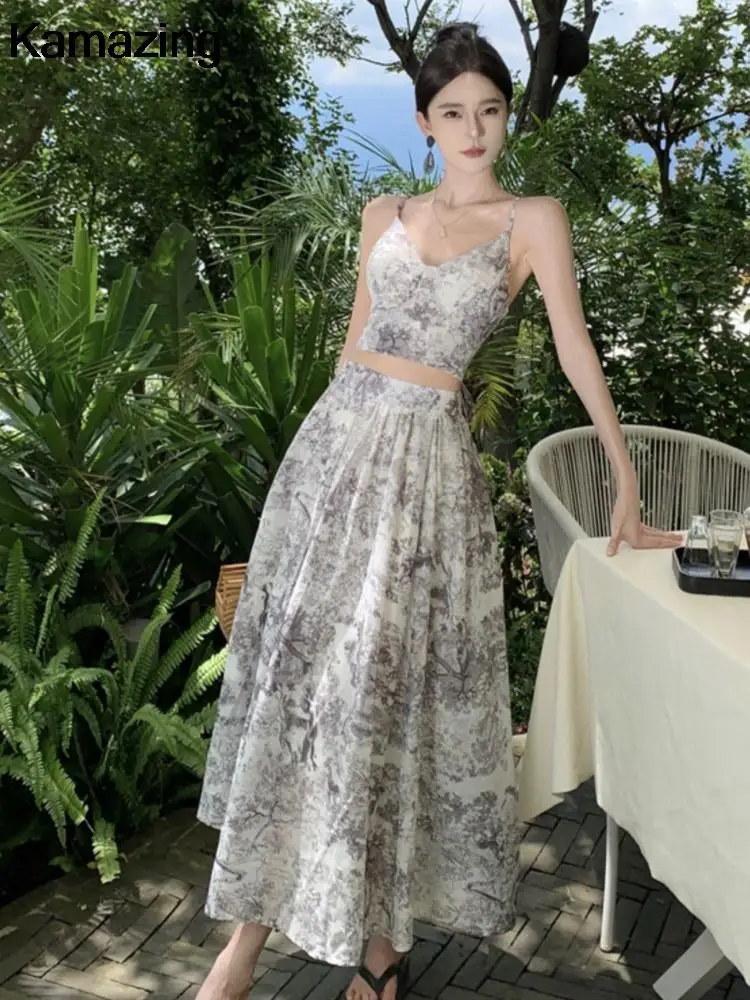 Женский летний повседневный костюм с юбкой элегантный укороченный топ без