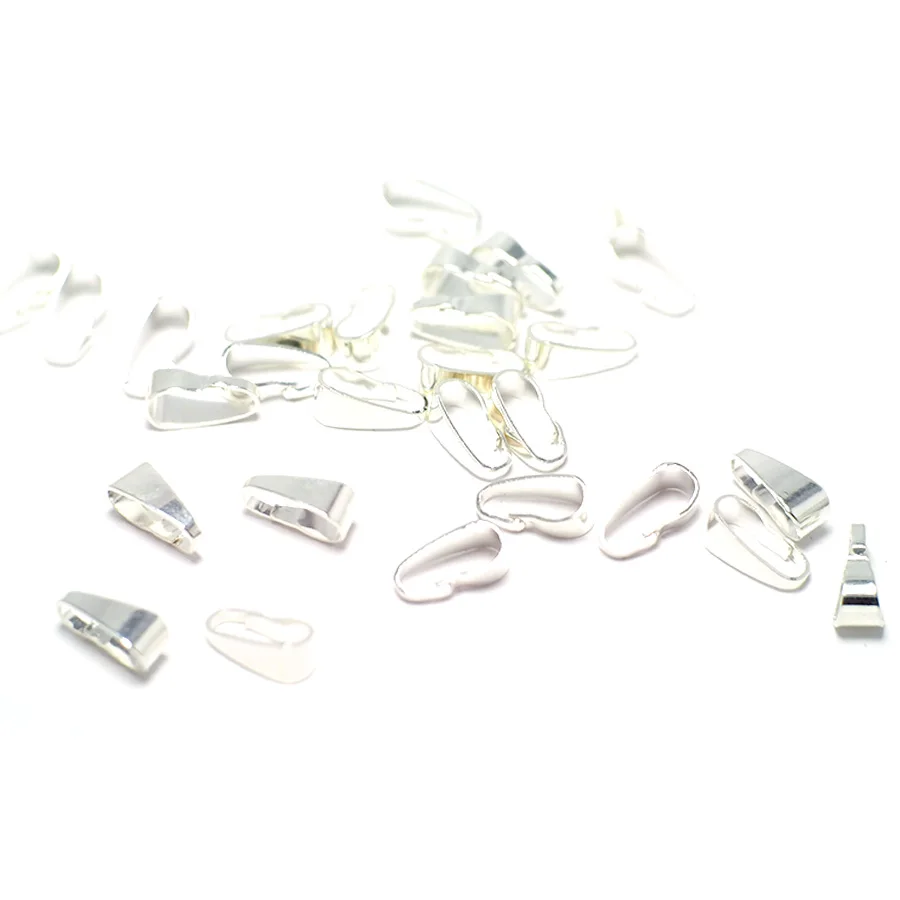 

50pcs Silver Plated Snap Charms,Smooth Plain DIY Accessories Buckle Melon Seed Buckle,Necklace Pendant Buckle Clip 8.7mm