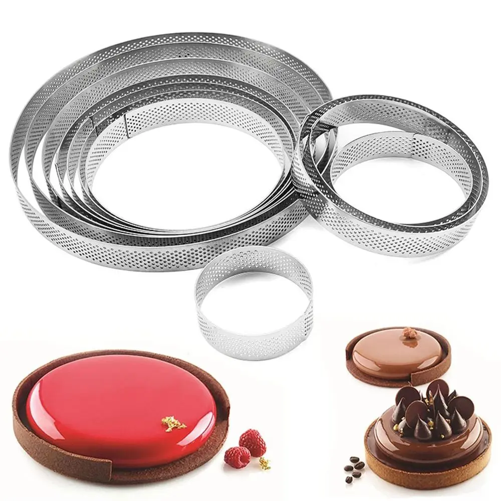 

DIY Perforated Decorating Tool Stainless Steel Tartlet Molds Cake Mold Circle Mould Tart Ring