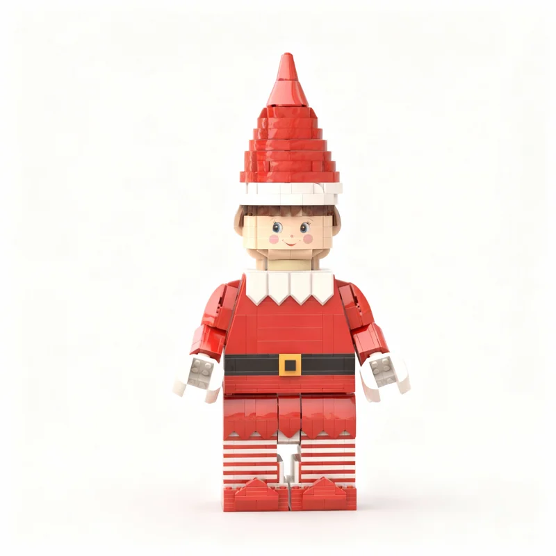 Фото 1064 детали MOC Сезонный Рождественский Непослушный Эльф Максифигурка Модель Игрушки Строительные Блоки Конструктор Рождественский Подарок DIY Идея Арт 3D №2
