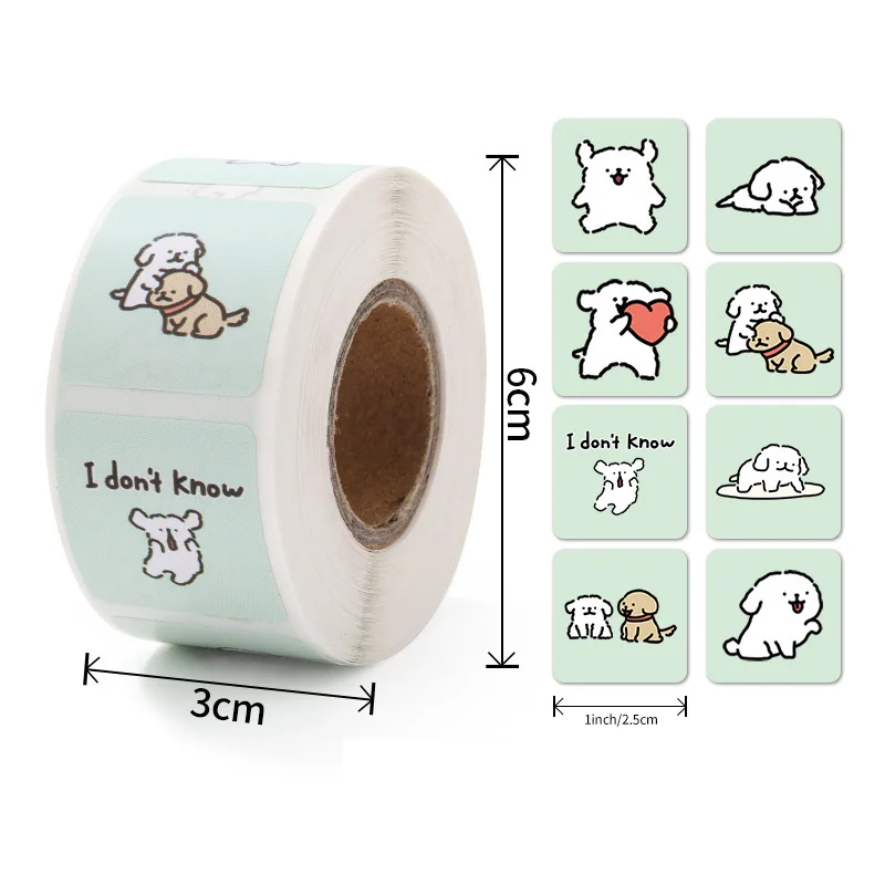 

500 шт./рулон, наклейки-эмодзи для рисования собак