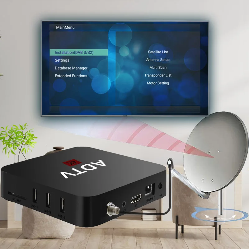 Цифровой спутниковый ресивер глобальная версия DVB S2 Smart TV Box Android декодер HD Miracast