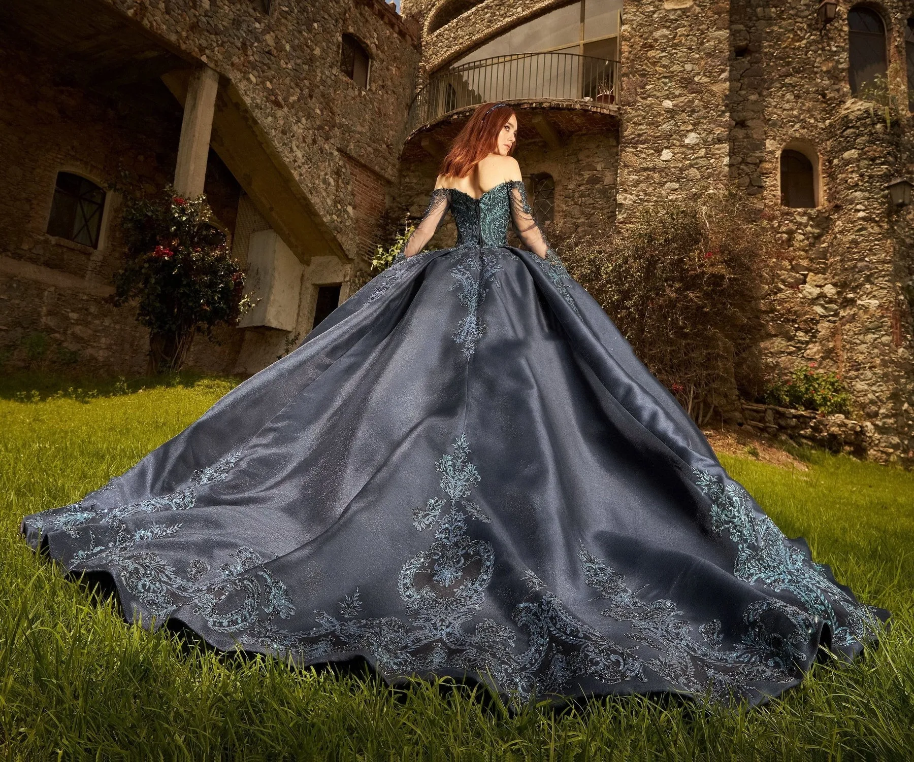 Black Charro Quinceanera Dresses Ball Gown Long Sleeves Appliques Pearls Puffy Mexican Sweet 16 15 Anos