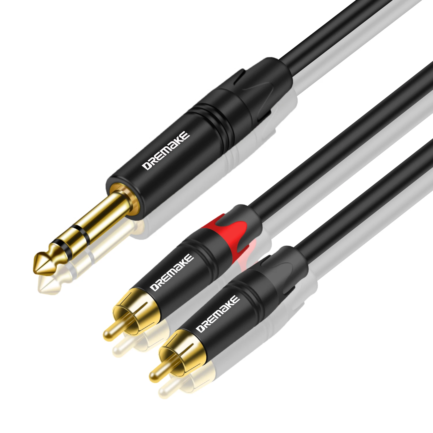 Аудиокабель DREMAKE HiFi стерео 6 35 мм на 2 RCA кабеля Y-разветвитель TRS двойной сигнальный