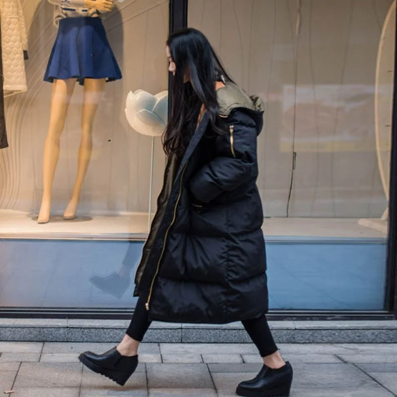 Autumn Winter Jacket Women Parka Warm Thick Long Down Cotton Coat Female Loose Oversize Hooded Women Winter Coat Outerwear