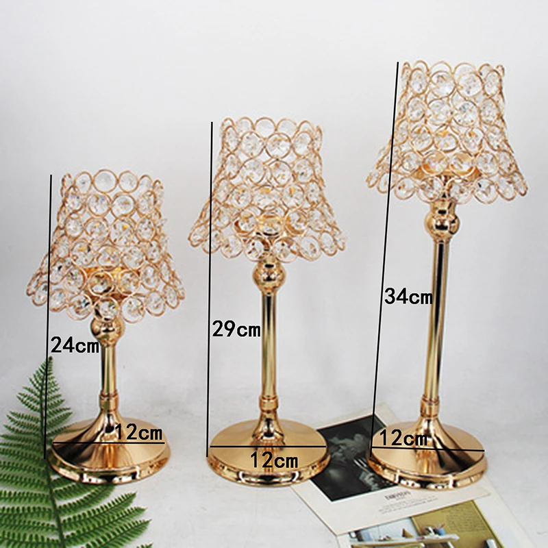 Золотая настольная лампа в форме столба Хрустальный подсвечник украшение для