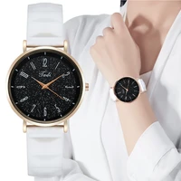 simplicity womens fashion number quartz watches black starry sky dial design ladies wristwatches elegant female silicone strap