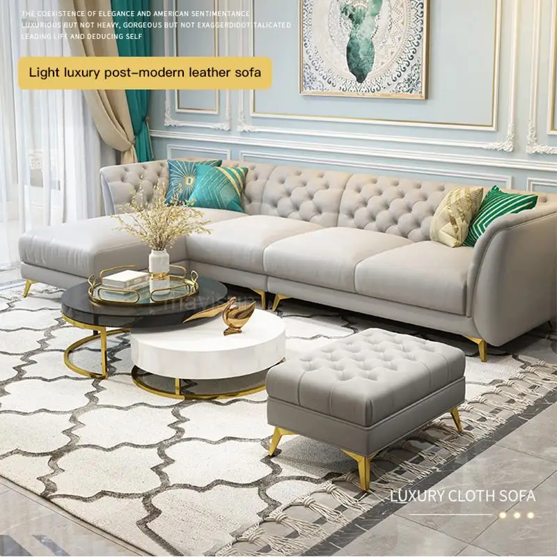 Американский минималистичный стиль, современный угловой диван-кровать изгубчатой ткани для маленькой квартиры, гостини��ы, мебель для гостиной изнатуральной кожи