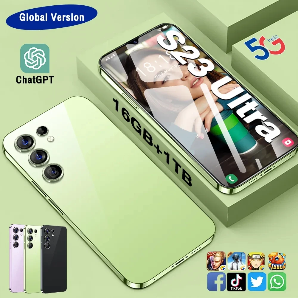 

New S23 ultra smart phone android Dual Sim 6800mAh 7.0 hd screen cell phone pro unlock global version 5G mobile phones original