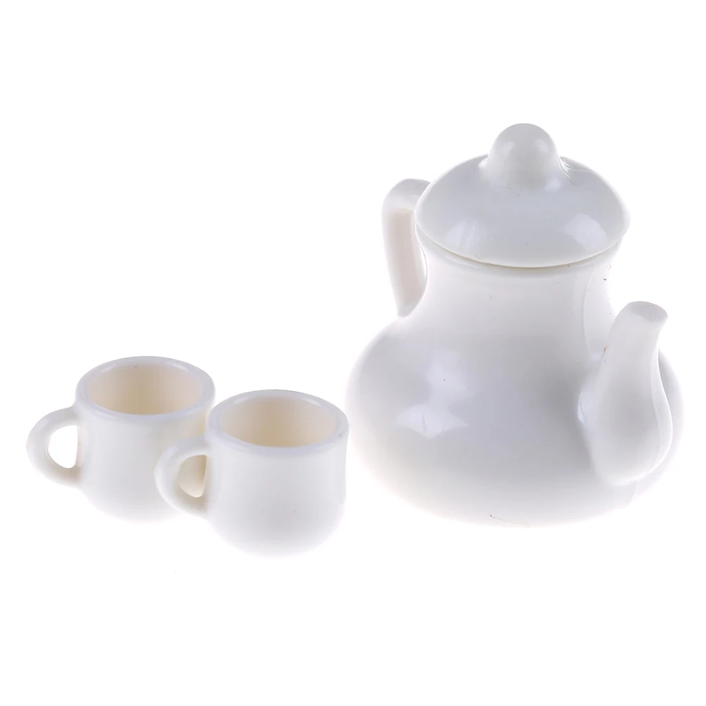 

Mugs 1:12 Dolls House Miniature Cups & Pot Set Direction Furniture Toys Plactic Coffee Tea Cups Dollhouse Accessory White