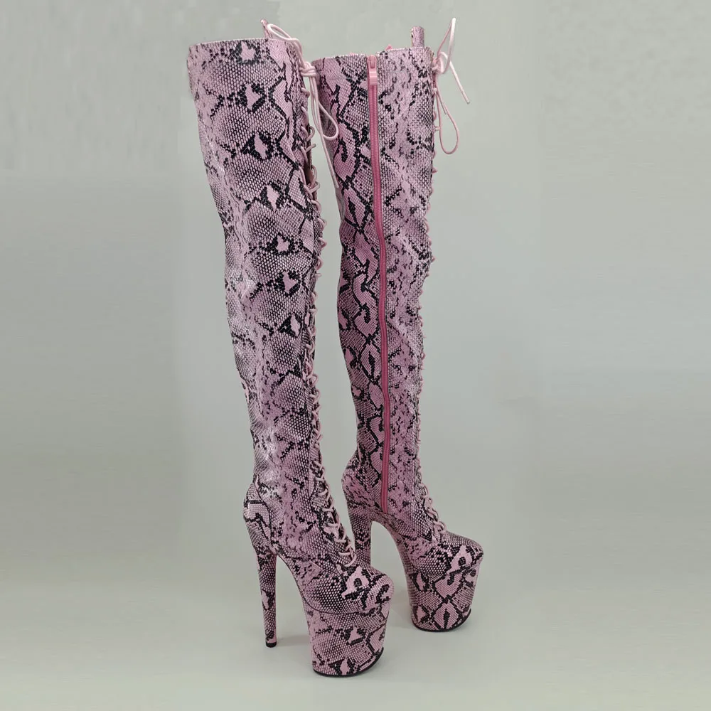 Leecabe  Snake 20CM/8inches Pole dancing shoes High Heel platform Boots closed toe Pole Dance boots