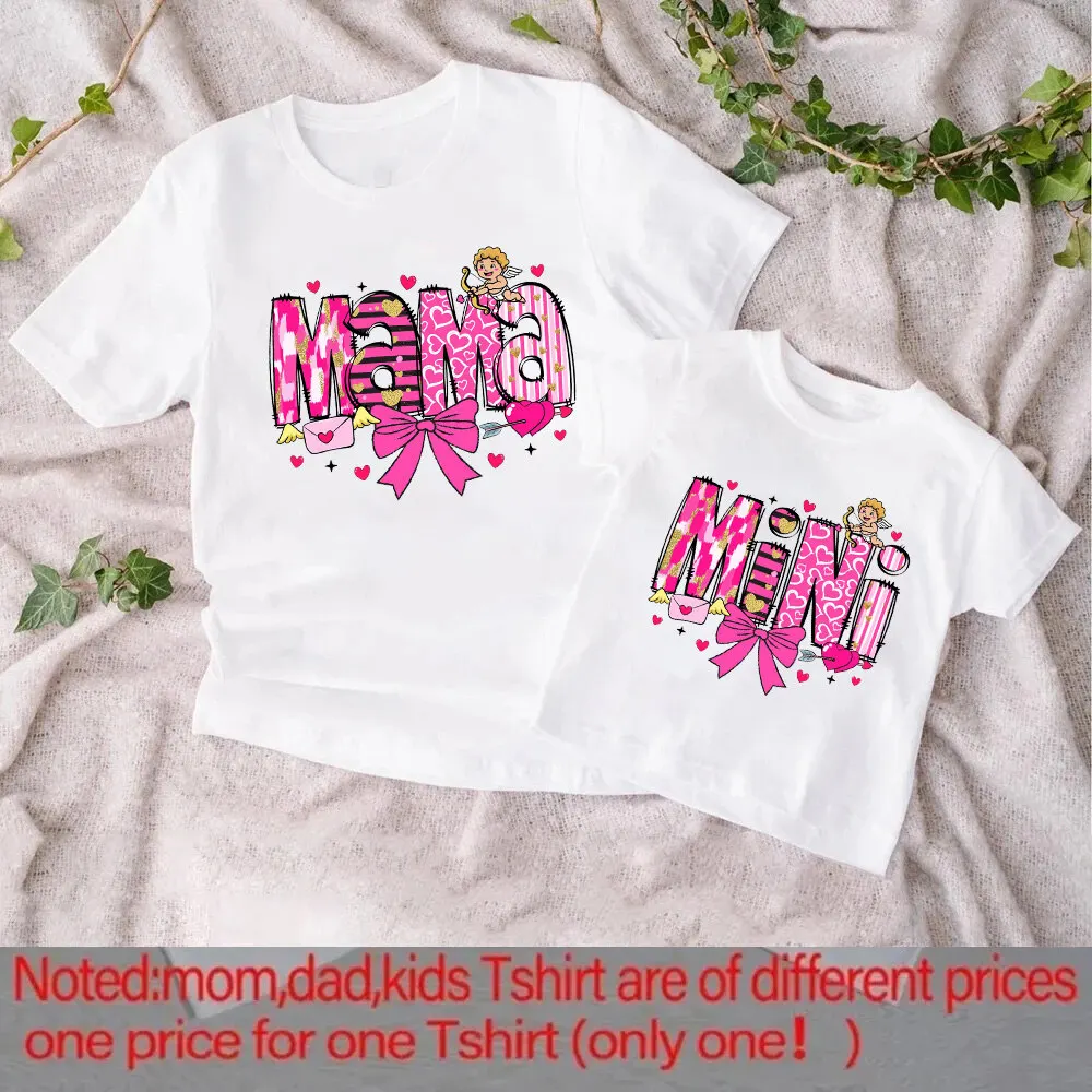 Семейные рубашки с мини-принтом Мама наряд на День святого Валентина одинаковая