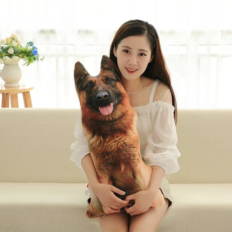 

2023 HOT 50cm 3D Lifelike Animal Cute Bend Dog Printed Throw Pillow Funny Dog Head Cosplay Favorite Toy Cushion for Home