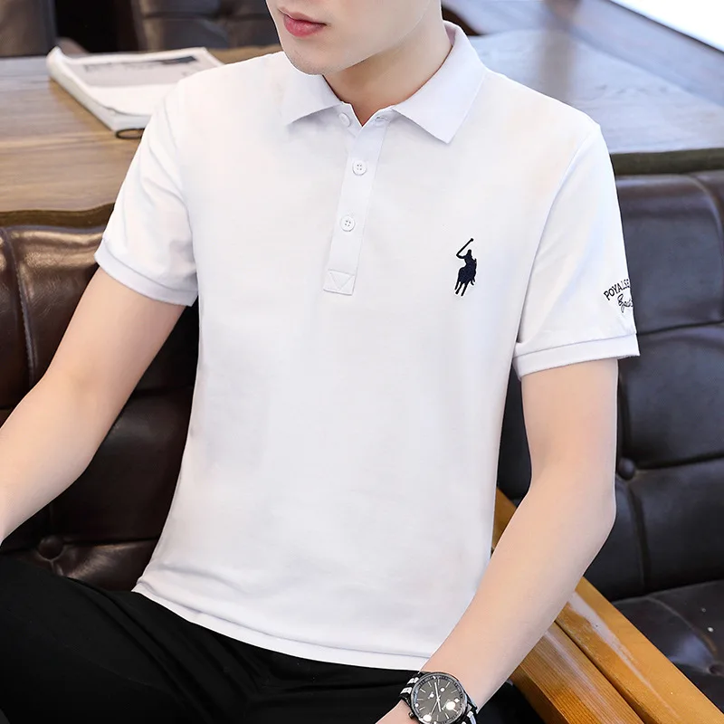 

2022 summer men's loose half-sleeved polo shirt men's short-sleeved t-shirt lapel fat man plus size cotton t-shirt