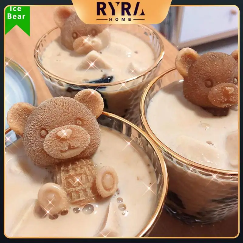 

2/4/5PCS Silicone Mold Ice Cream Coffee Ice Mold Bear Shape Mold Kitchen Tool Chocolate Cake Mould Household Ice Maker
