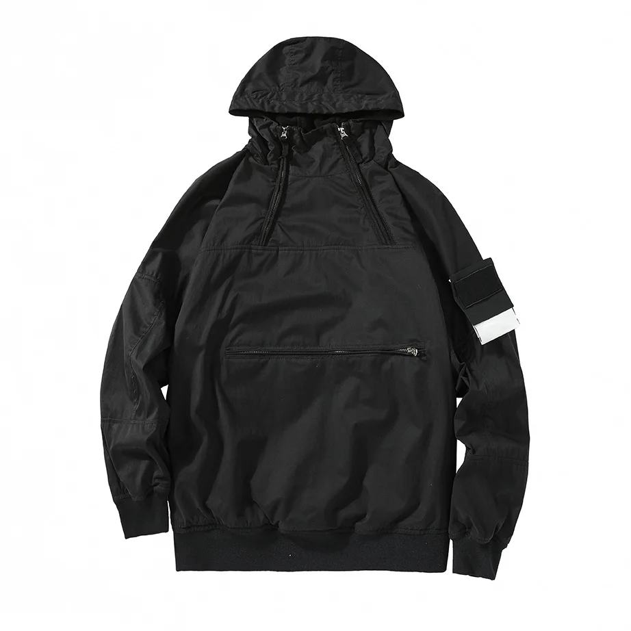 

2023 top Autumn winter thickened Plush compass luxury high quality warm hooded jacket men's zipper decoration new