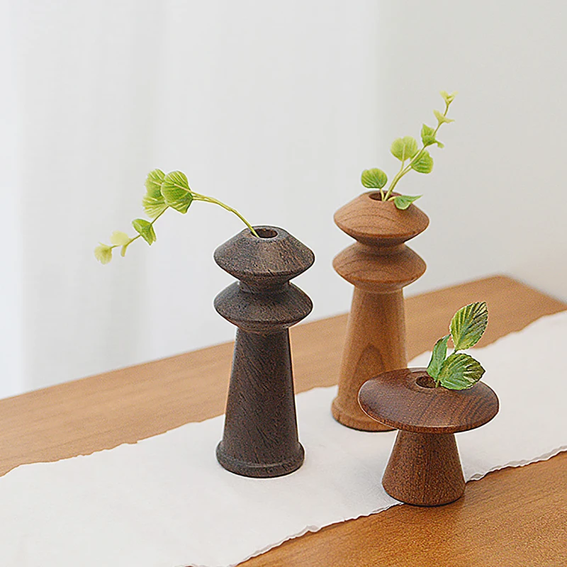 

1Pc 1:6 Wooden Miniature Dollhouse Mini Flower Vase for Doll Accessories Toy Random Color