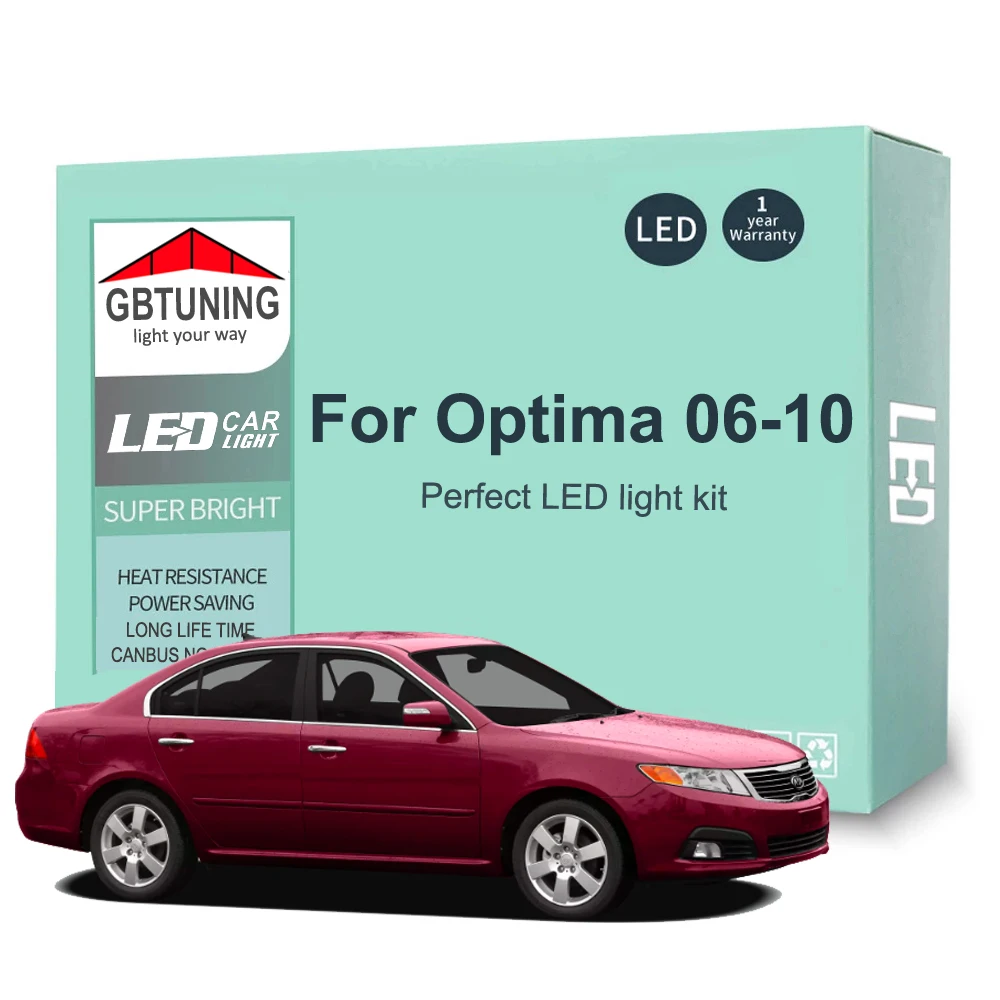 Фото 11 шт. автомобильные аксессуары для KIA Optima Magentis Lotze 2006 2007 2008 2009 2010 Canbus купольный номерной знак светодиодная внутренняя лампочка №1
