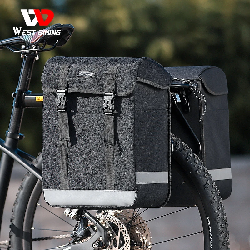 WEST BIKING 33L Large Capacity Cycling Pannier Double Side Bike Trunk Bag MTB Road Bicycle Travel Luggage Carrier Pack Bag
