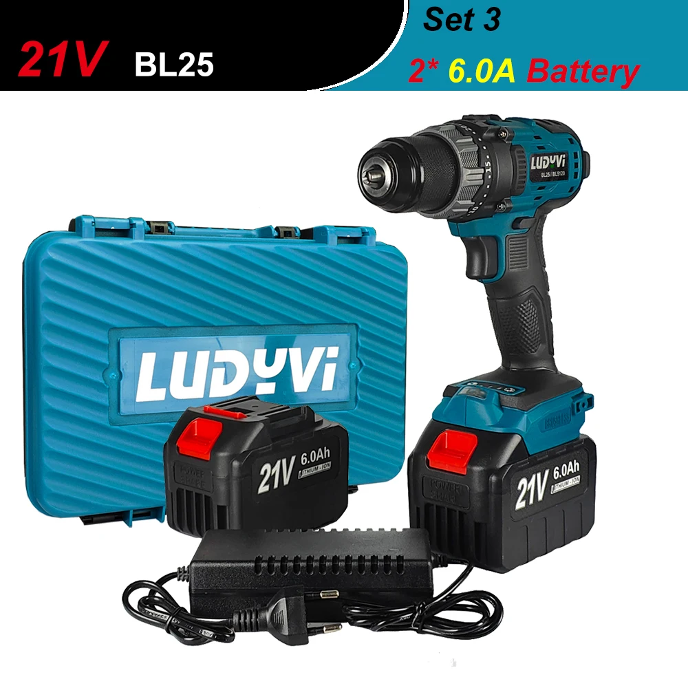 

Беспроводная ударная дрель LUDYVI 21В 120 Н/м