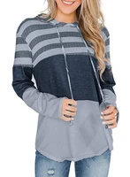women casual loose drawstring long sleeve pullover hooded tops cute pumpkin patch striped knit hoodies street winter sweatshirt