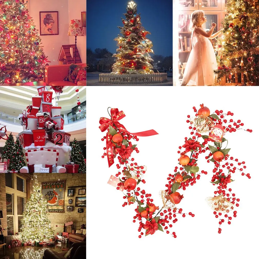 

Cane New Year Christmas Pomegranate Red Fruit Cane Pomegranate Flower Wire Cane Decoration Door Hanger