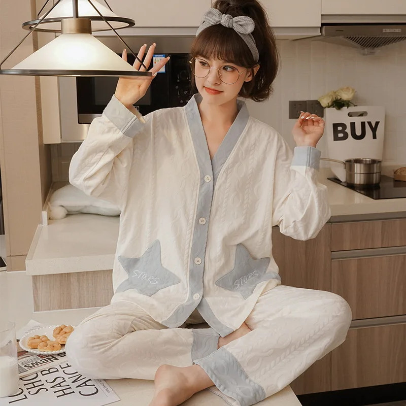 Cartoon Pajamas Set Sexy Sleepwear For Women Elastic Pyjama Women's Cotton  2022 Fashion Autumn Homewear Clothes Big Size