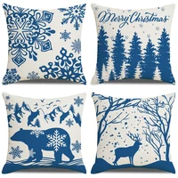 christmas cushion cover 45x45 cm xmas home party decorative pillow covers bear elk christmas tree snowflakes printed pillowcase