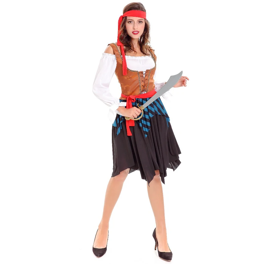 

Женский пиратский костюм, костюм экипировки для девушек, карнавальные костюмы на Хэллоуин, пиратский маскарадный костюм для взрослых, одежда