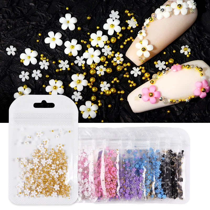 

Acrylic Flower Nail Art Decoration Mixed Size White Rhinestones Silver Gem Manicure Tool Accessories for DIY Nail Design Nail