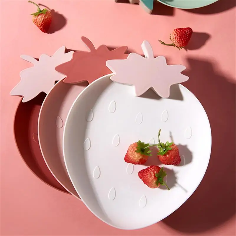 

Nordic Style Plate Cute Dried Fruit Plate Living Room Household Creative Strawberry Shape Tray Plastic Fruit Snacks Plate