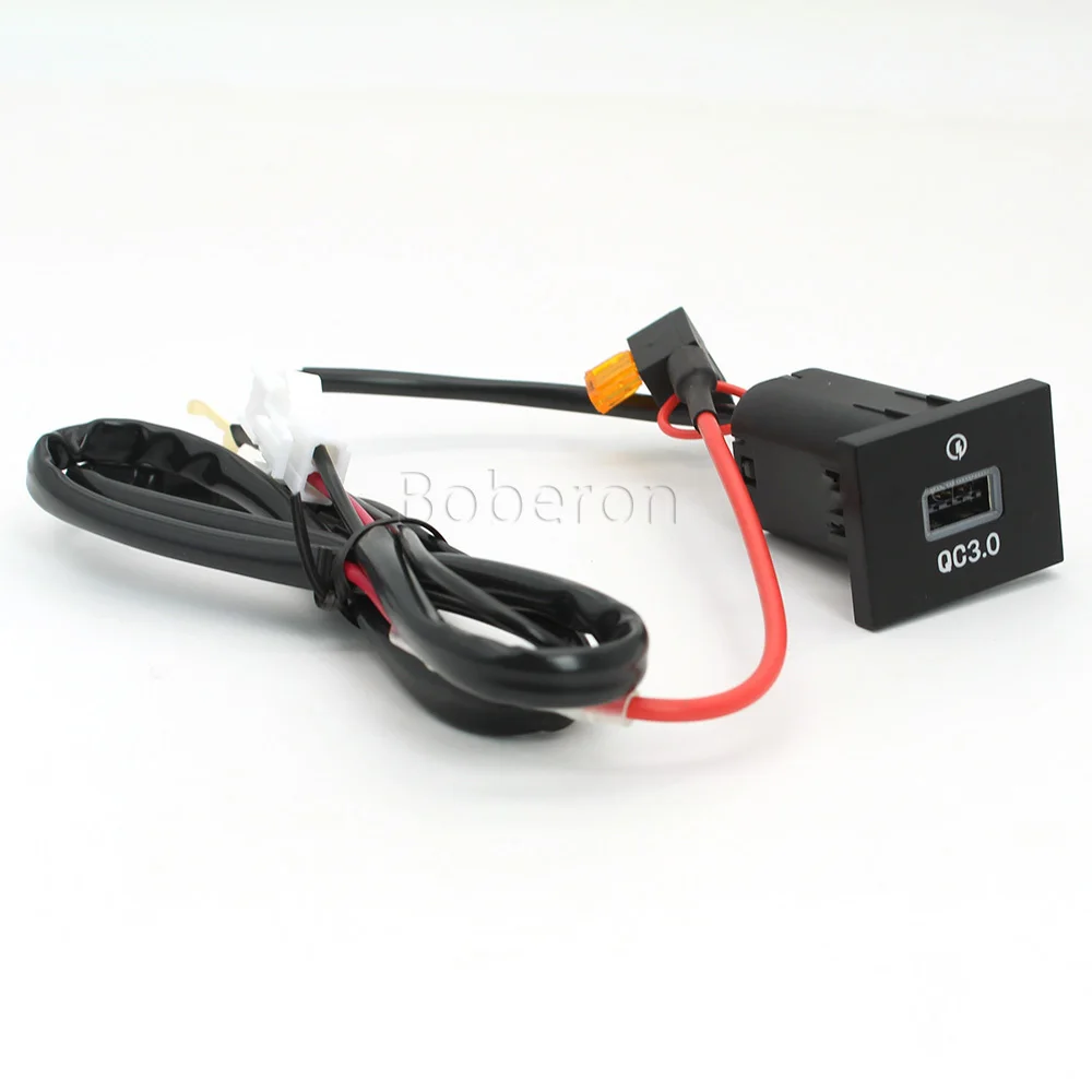 Фото Автомобильный зарядный порт USB QC3.0 12В/24В с предохранителем, быстрое зарядное устройство для телефона, адаптер для Ford Focus, черный цвет. №5