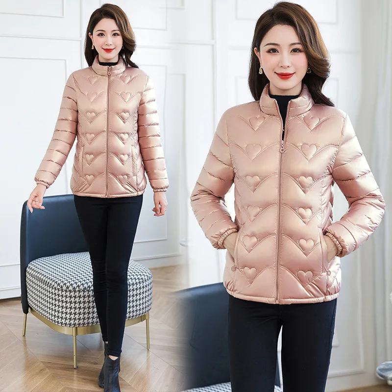 Fall Winter Stand Collar Lightweight Warm Down Jacket Solid Color Women's Casual Zipper Outerwear Puffer Jackets Female Coats