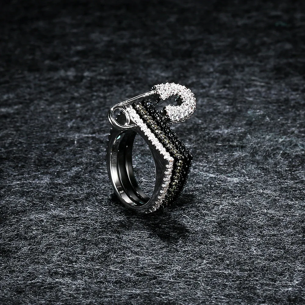 

APM STYLE High Quality 925 Sterling Silver Three-layer Square Ring Personality Pin Color Zircon Ring As A Gift For Friends