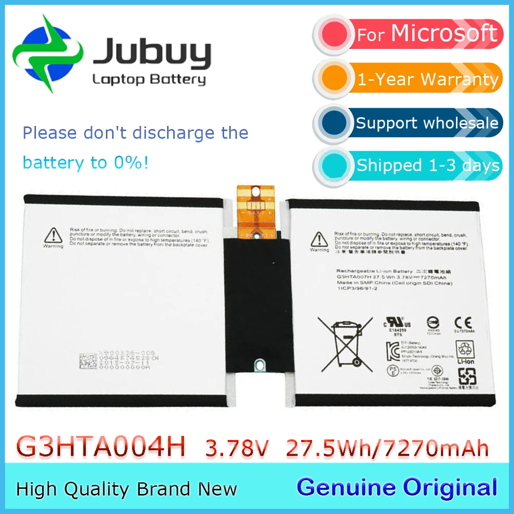 G3HTA003H G3HTA004H 3 78 В 27 5 Втч Оригинальный аккумулятор для ноутбука Microsoft Surface 1645 1657 Tablet