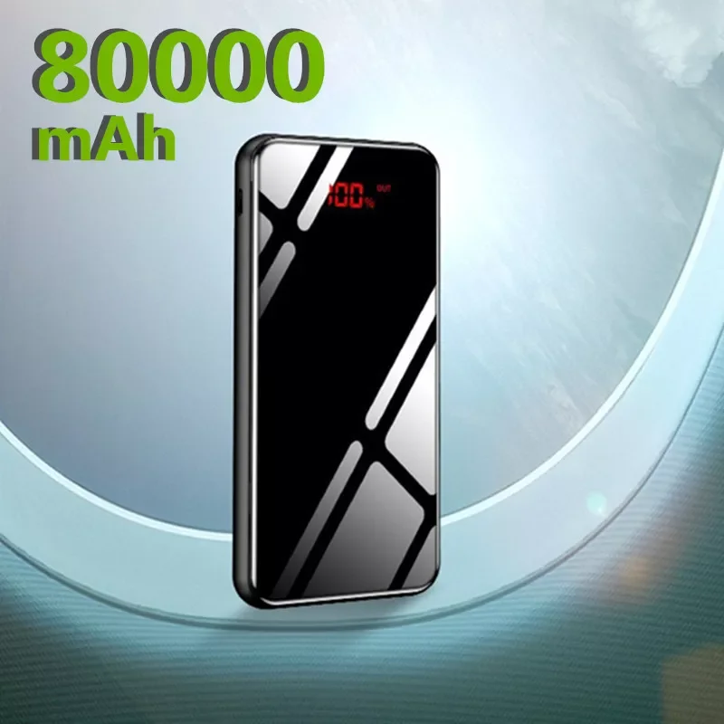 

2023New 80000mAh Power Bank Built-in Charger Power Bank Portable Charger For iPhone Samsung External Battery Pack