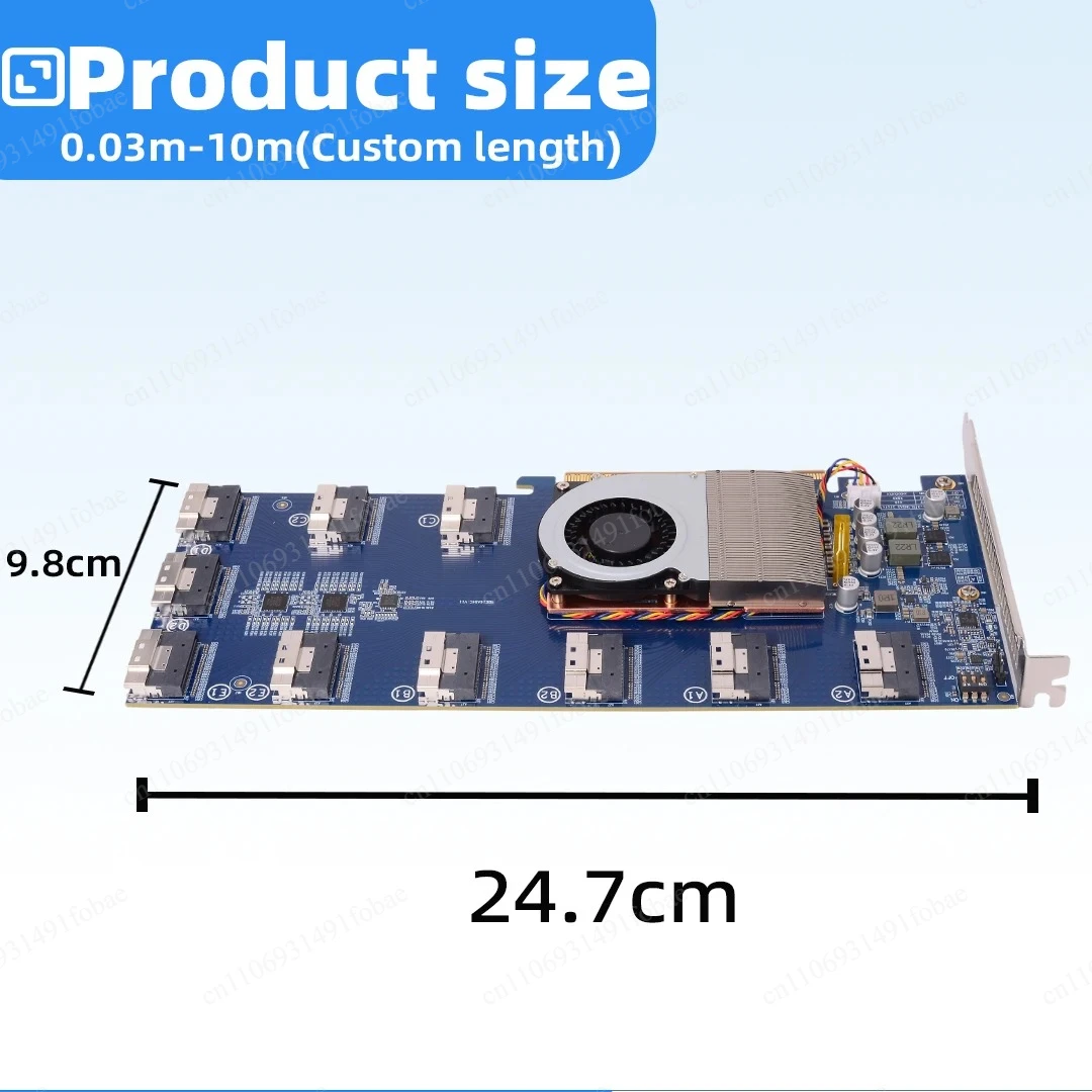 Фото Карта расширения PLX88096: 5 слотов PCIe 4.0 x16 или 10 слотов PCIe 4.0 x8 для подключения жестких дисков U.2 без разборки, с коммутатором SFF8654 №3