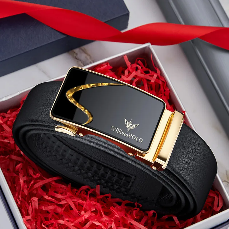 Men's fashionable and versatile belt, high-end leather automatic buckle belt, personalized belt