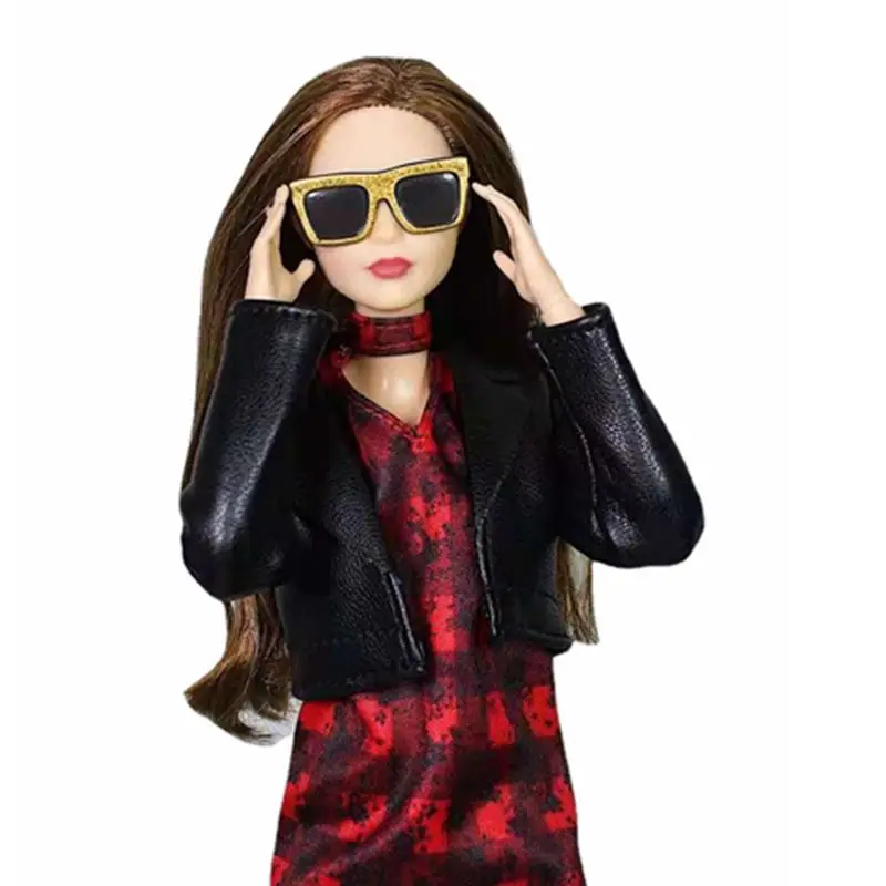 Черная кожаная куртка 1/6 BJD Одежда для куклы Барби Одежда Пальто Топы 30 см куклы аксессуары для детей DIY игрушка Рождественский подарок