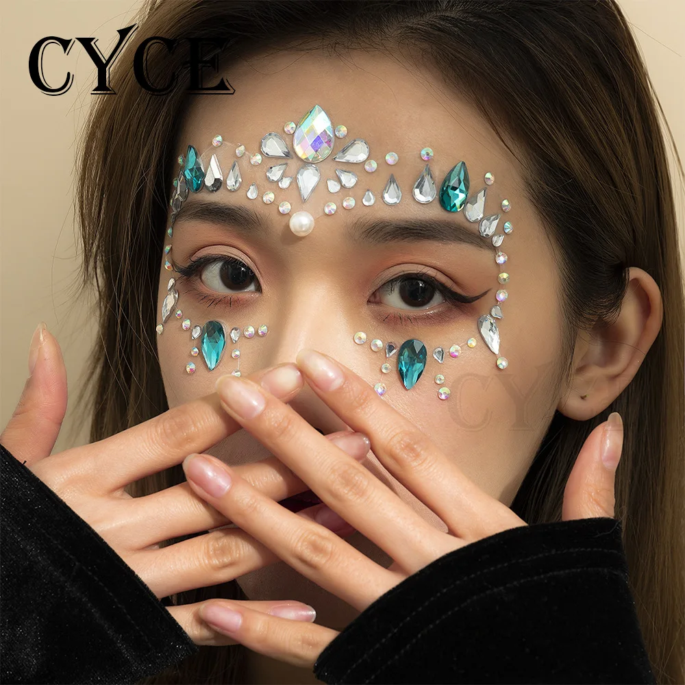 

Ethnic Color Special-shaped Rhinestone Eye Makeup Stage Makeup Geometric Tear Drill Face Stickers For Women Jewelry Accessories