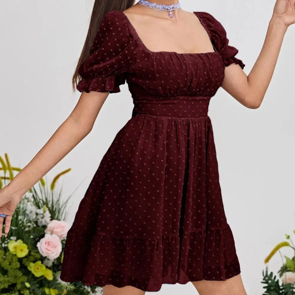 

Casual Dress Women Summer A-line Backless Square Neck Wear-resistant Lady Dress for Women 2022 Prom Party Wear Black XL