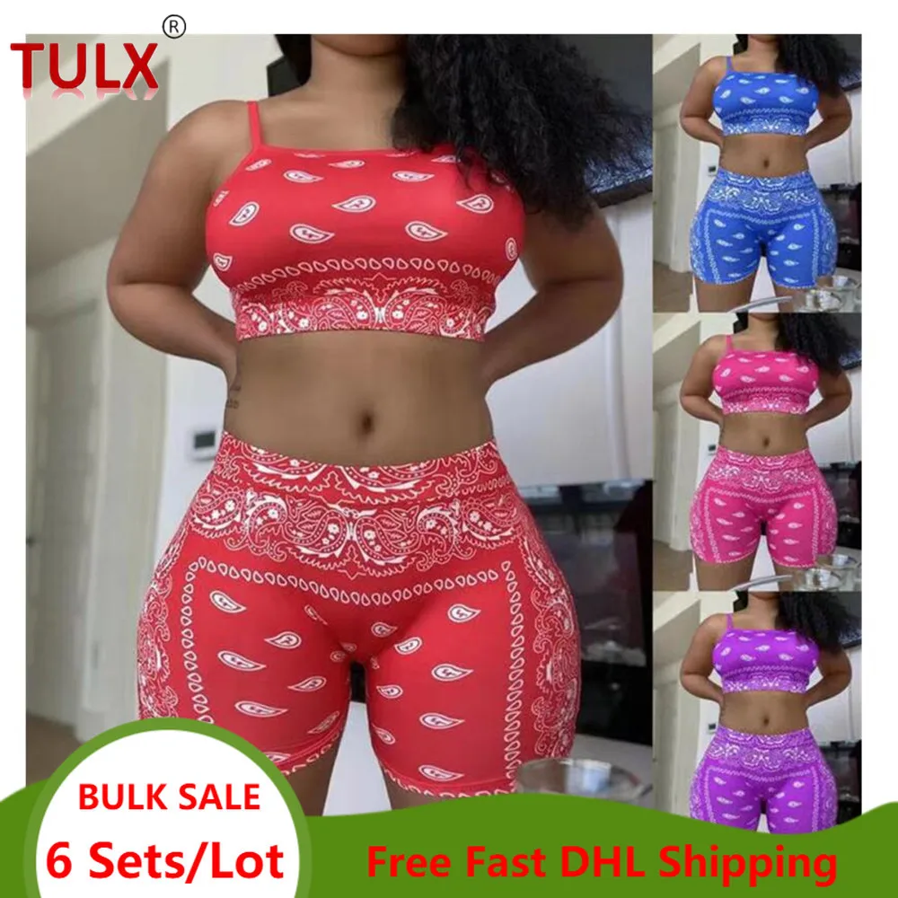 

Дешевая оптовая продажа женской одежды, летний комплект из 2 предметов, бандана, спортивный бюстгальтер с принтом и шорты, сексуальная спорт...