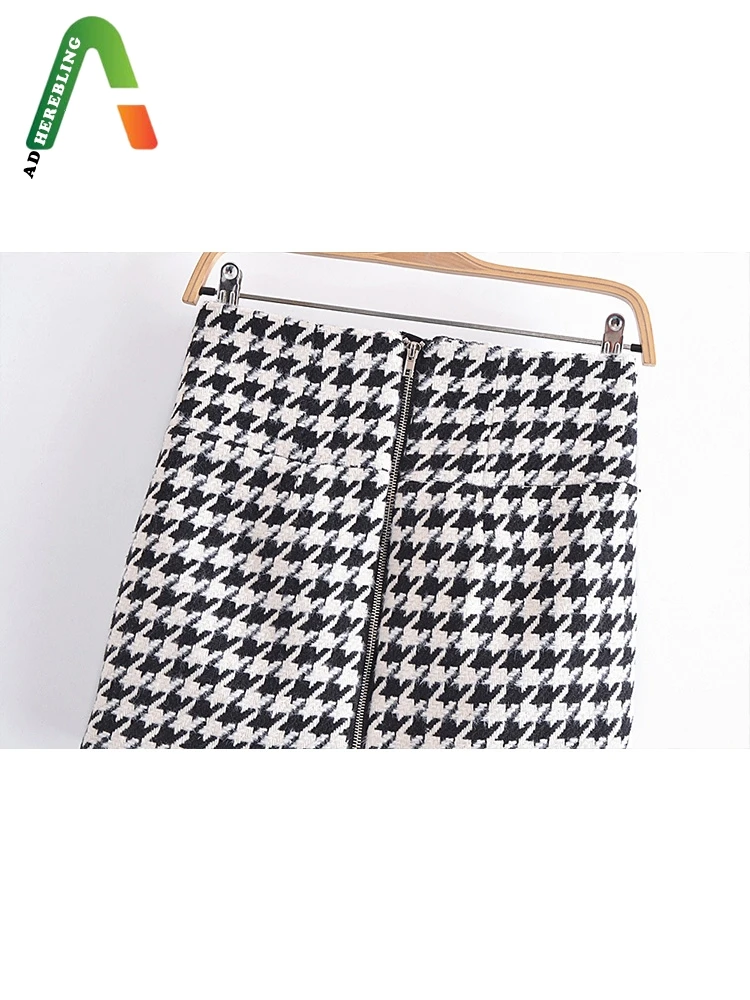 Женская твидовая юбка-карандаш Adherebling повседневная шерстяная с высокой талией и